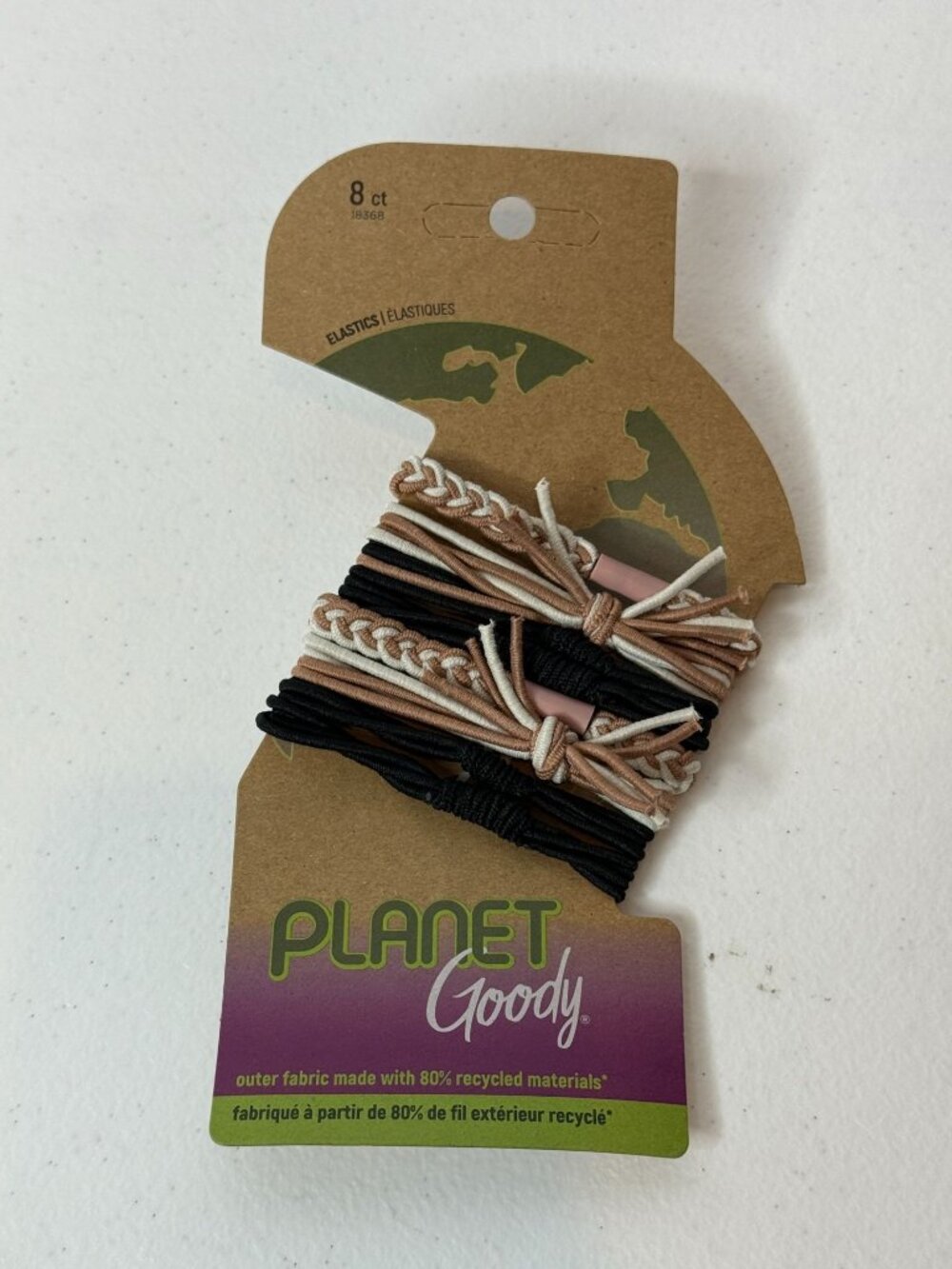Planet Goody 8 Pc Hair Elastics Neutral Black Brown Cream Clean Girl New